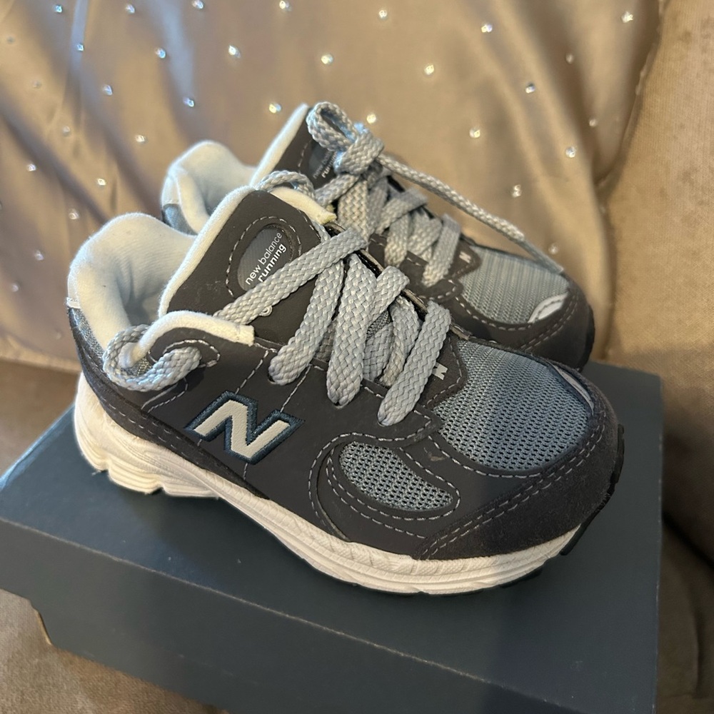 New Balance Kids' Charcoal and White Sneakers